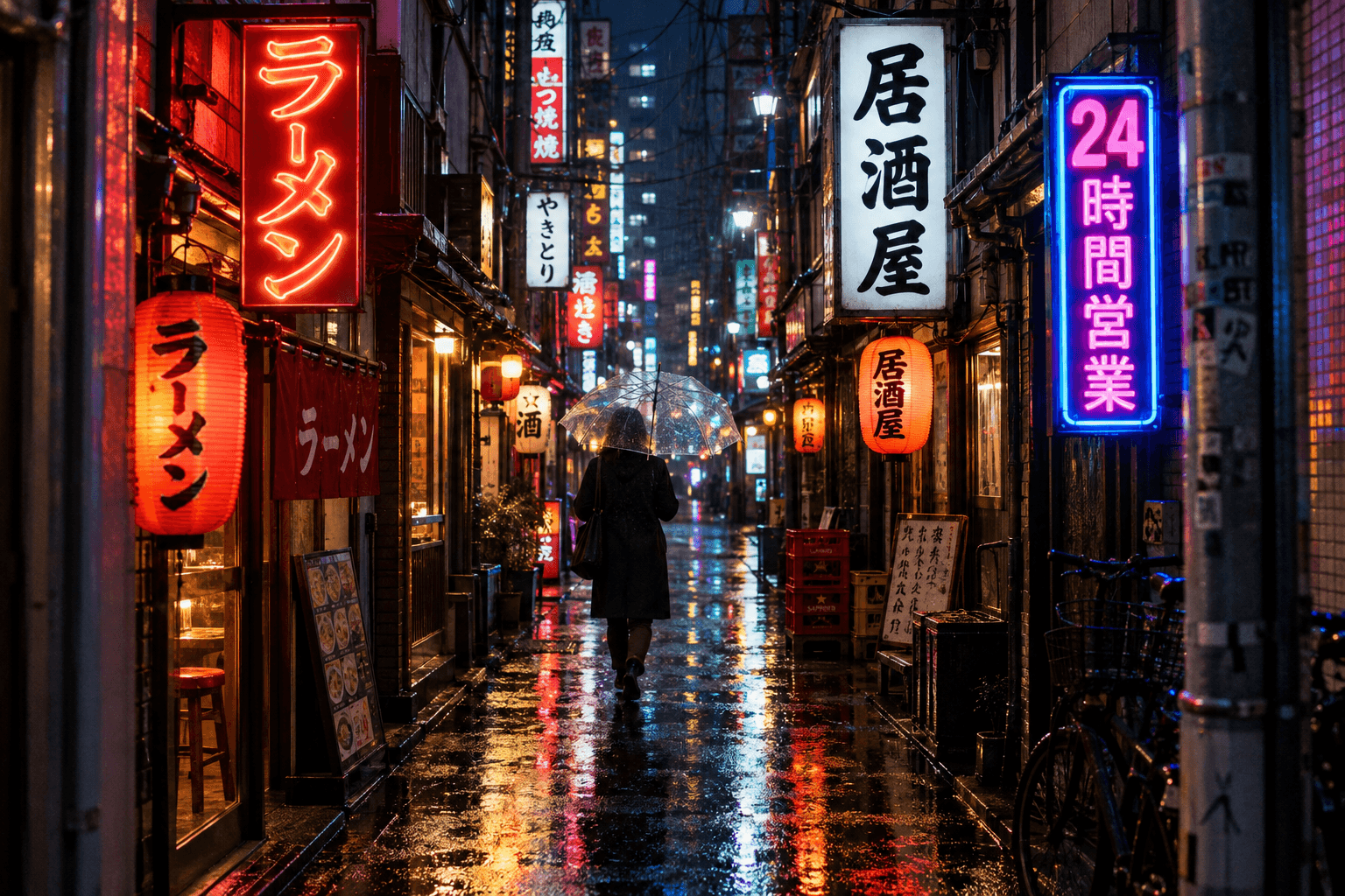 Rain soaked Tokyo alley with neon signage generated with GPT Image 2.5