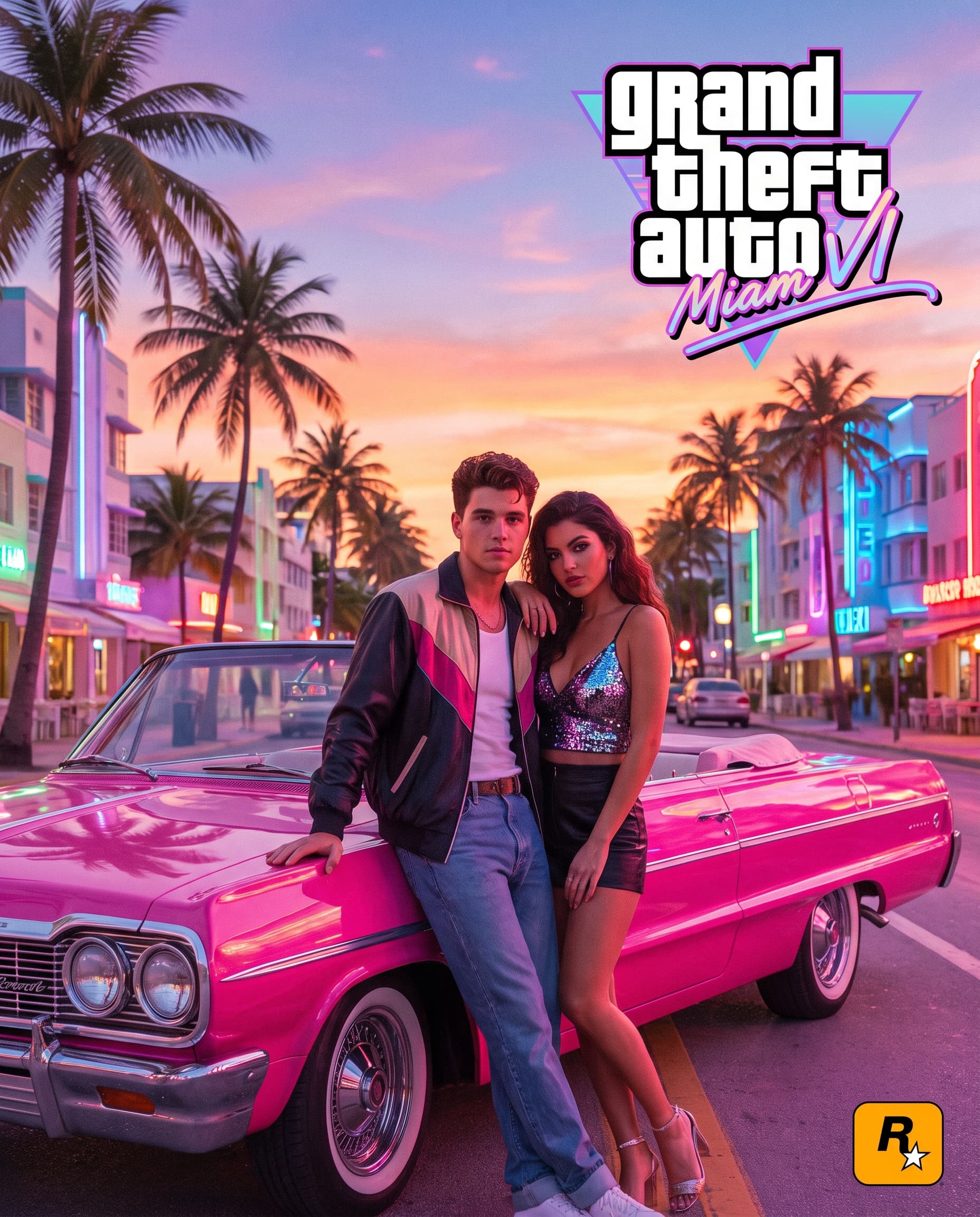 Vice City Couple Cover — GTA 6 style example
